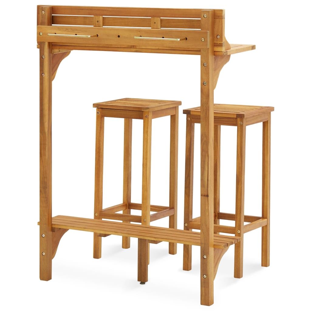 vidaXL Heim & Garten Balkon-Bar-Set 3-tlg. Akazienholz Tisch Stuhl