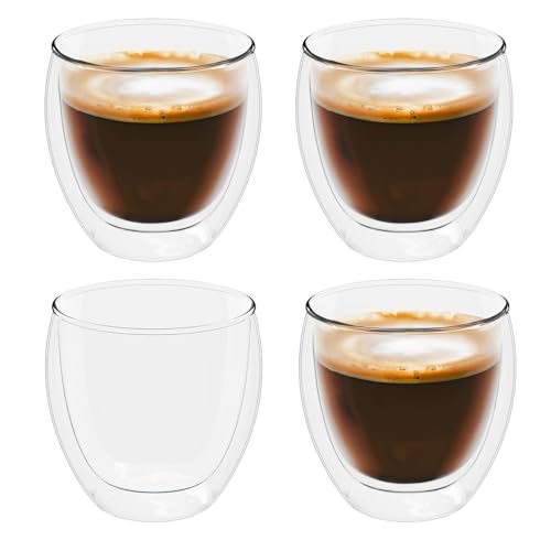 Intirilife Espressogläser doppelwandig 4x 80 ml Borosilikat