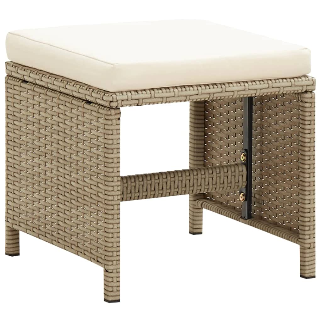 vidaXL Heim & Garten Gartenhocker Poly Rattan Schwarz 2er Set Kissen