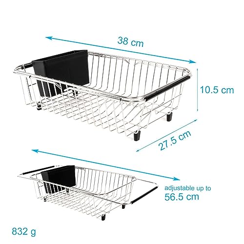 Intirilife Geschirrabtropfer Edelstahl Silber ausziehbar 38-56,5 cm