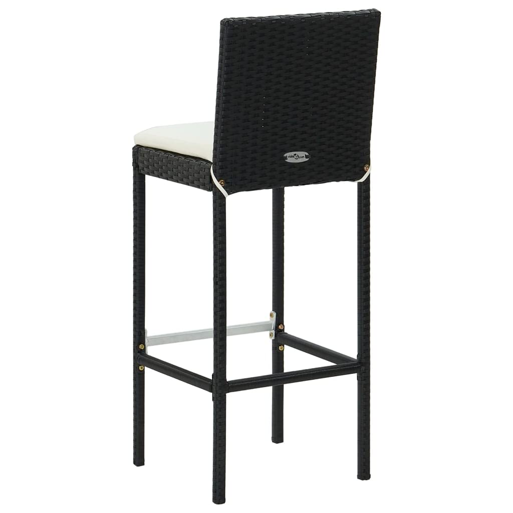vidaXL Gartenbar Set 7-tlg Schwarz Rattan Akazie mit Kissen