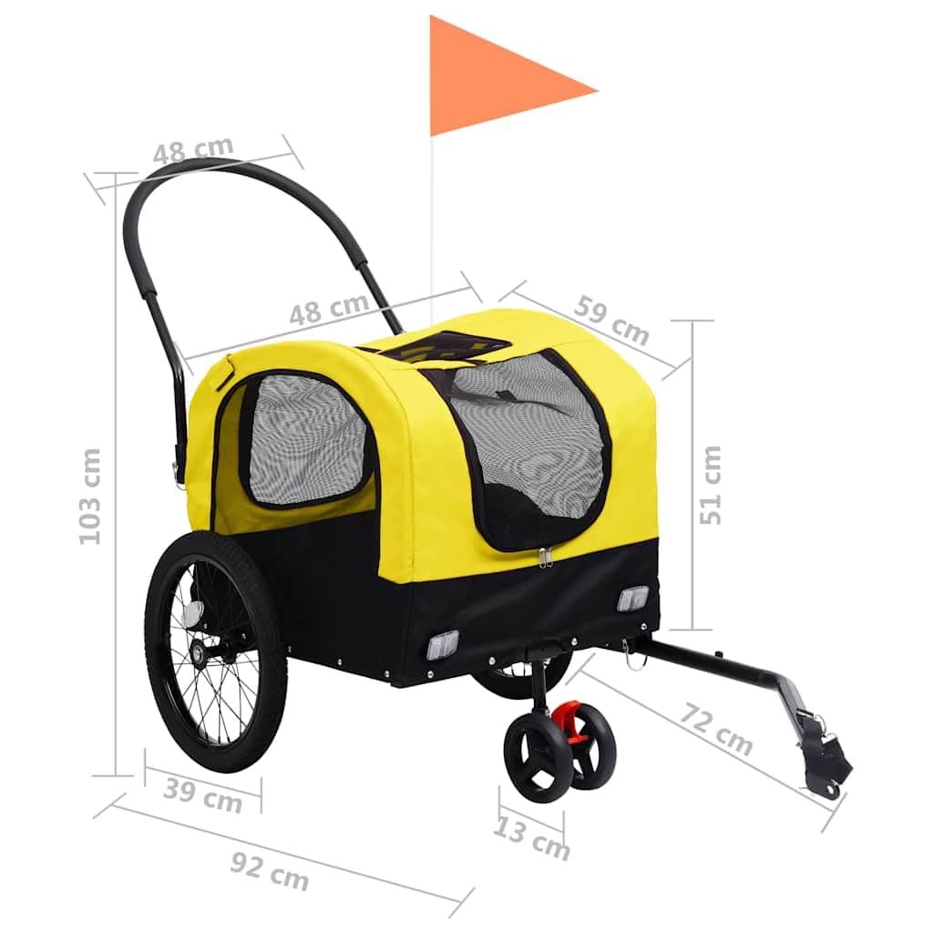 vidaXL Fahrradanhänger Hund 2-in-1 Buggy Hundeanhänger