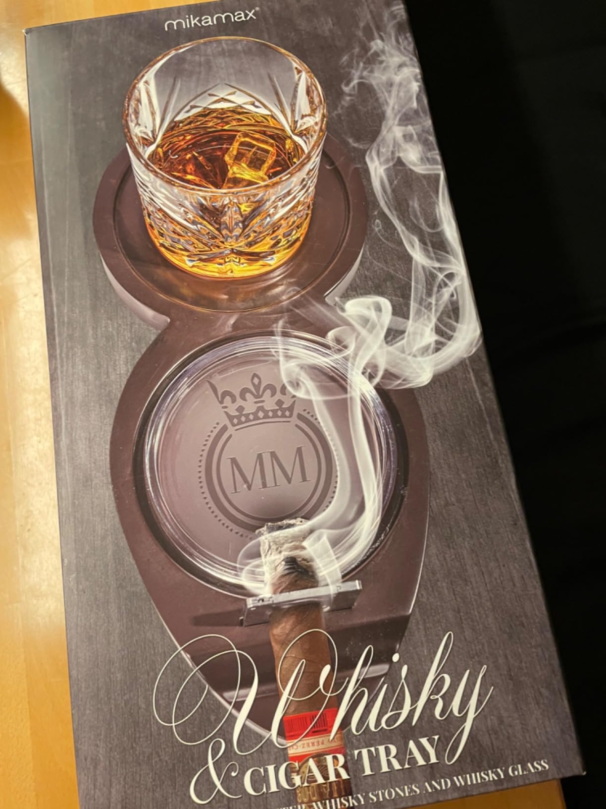 Mikamax Bar & Kitchen Whisky Zigarren Set Holz 9 Steine