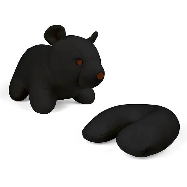 Kikkerland Black Bear Zip Flip Reisekissen Bär Mikroperlen