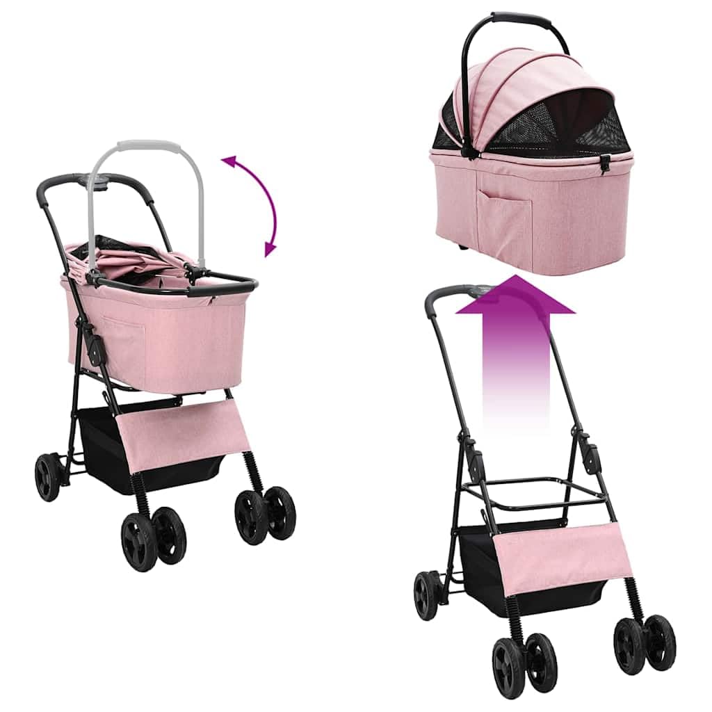 vidaXL Haustierwagen faltbar Rosa Polyester 81x47x99 cm