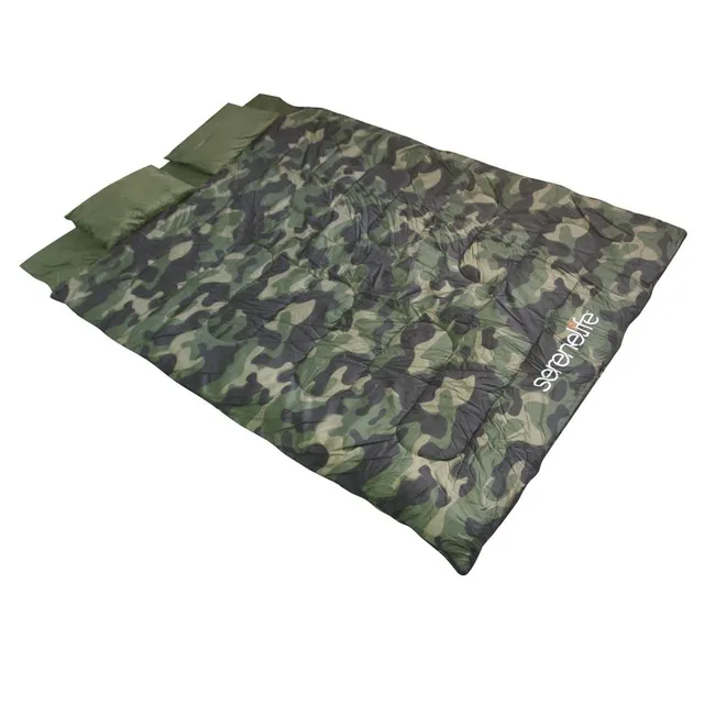 Serenelife Camping Doppelschlafsack Camouflage mit Kissen