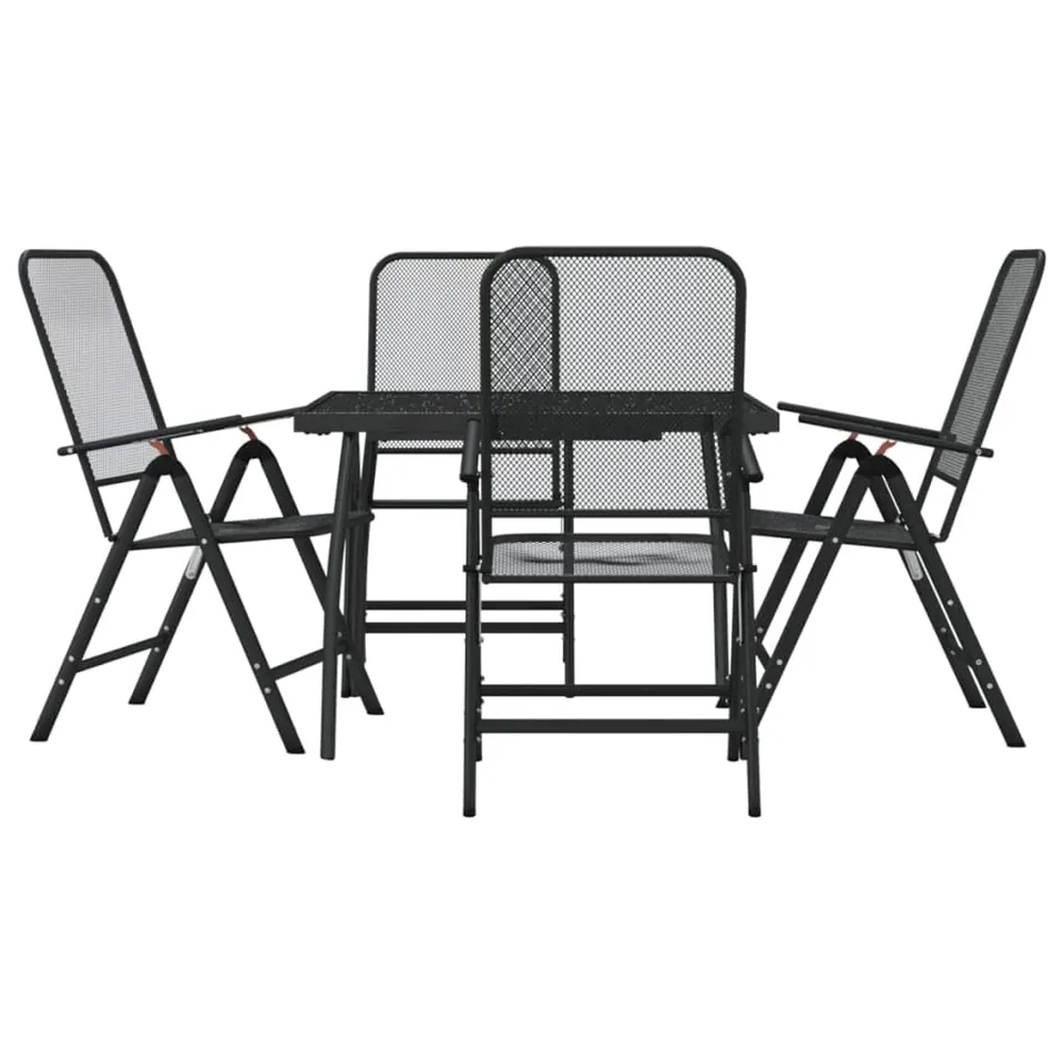 vidaXL Garten Essgruppe 5-tlg klappbar Sitzgruppe anthrazit Metall
