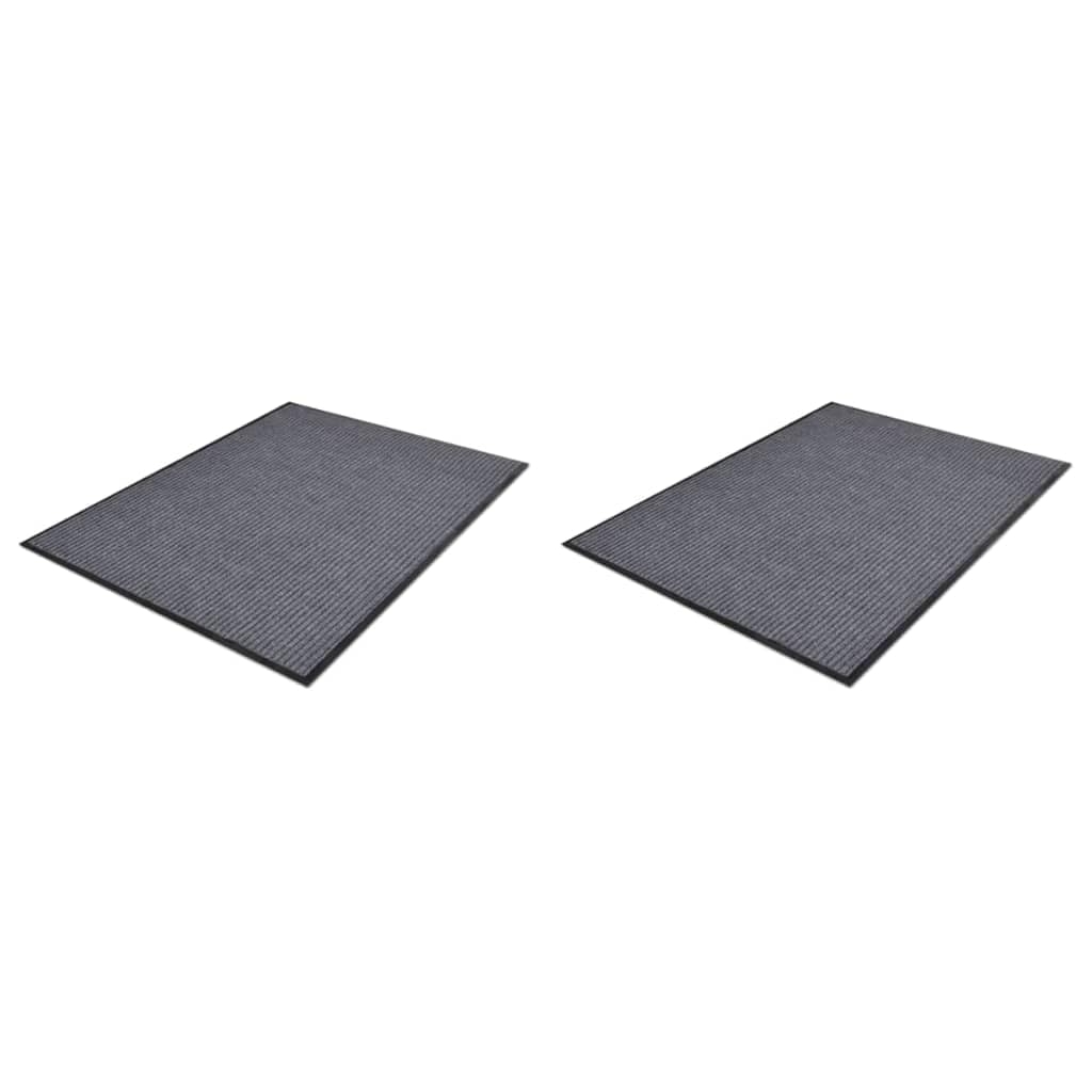 vidaXL Türmatten 2 Stück PVC Fußmatte grau 90x60 cm rutschfest
