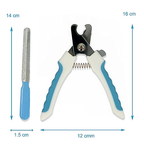 Intirilife Krallenschere Hund blau mit Nagelfeile Edelstahl