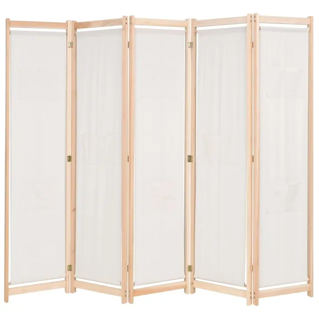vidaXL Möbel Raumteiler Creme 5-teilig 200x170 cm Stoff