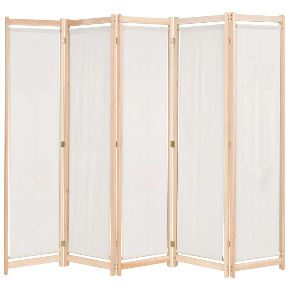vidaXL Möbel Raumteiler Creme 5-teilig 200x170 cm Stoff