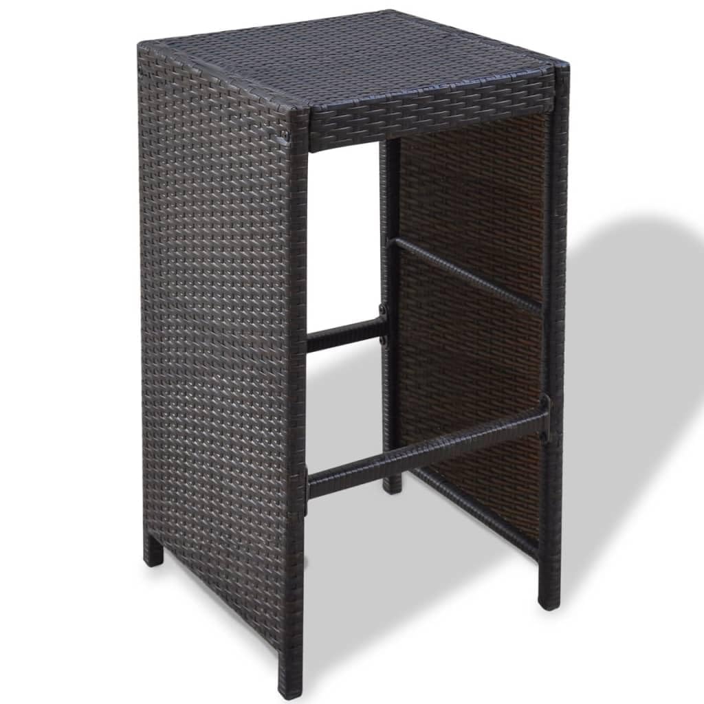 vidaXL Gartenbar Set 7-tlg PE Rattan Braun Bartisch 6 Hocker