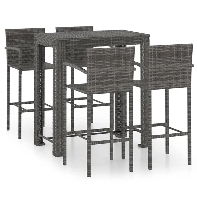 vidaXL Heim & Garten Garten-Bar-Set 5-tlg grau Rattan