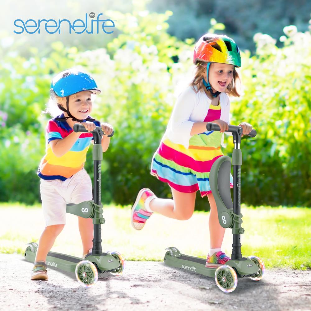 Serenelife Scooters Mini Kick Scooter Kinderroller mit Sitz LED