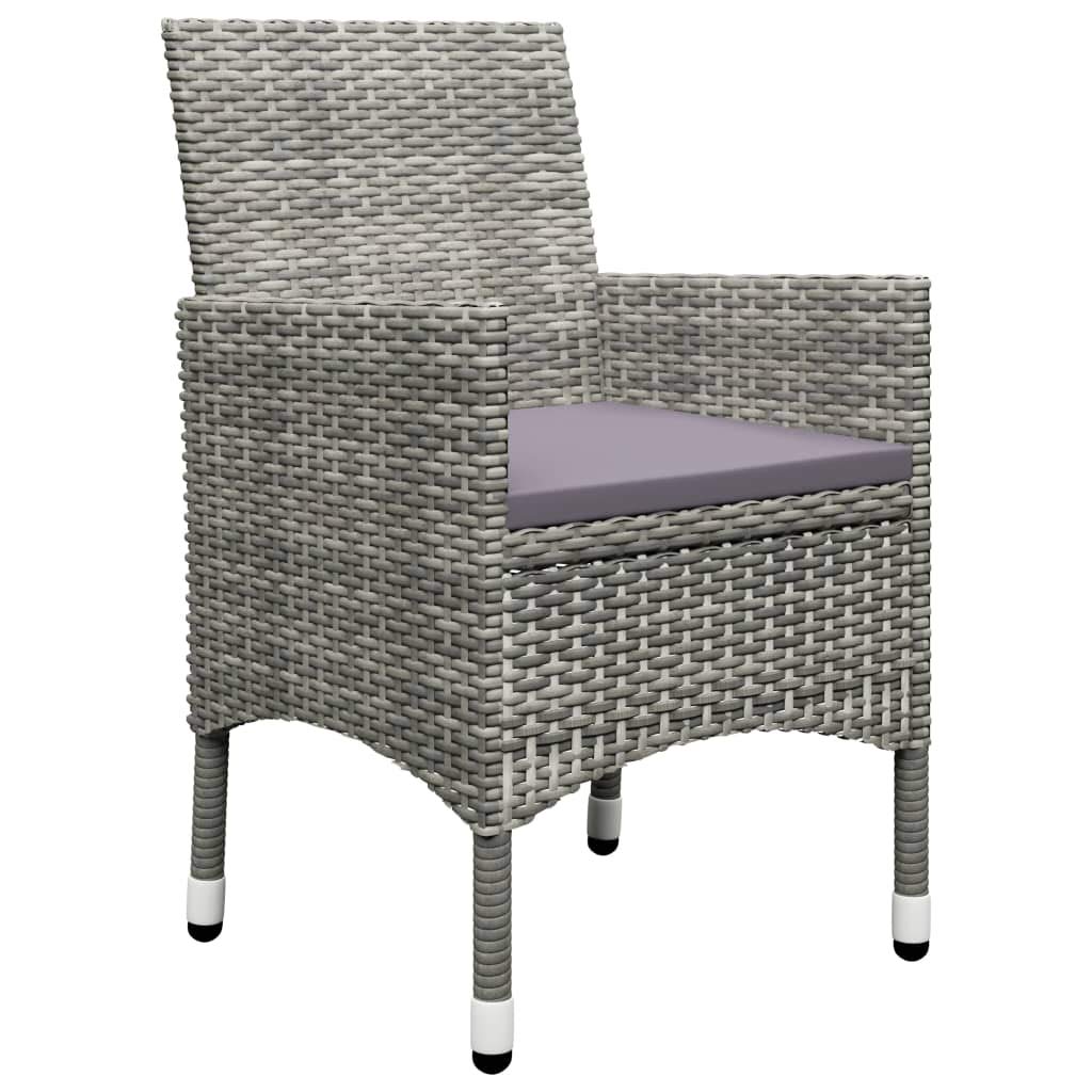 vidaXL Heim & Garten Bistro-Set Rattan grau 3-tlg. Glastisch