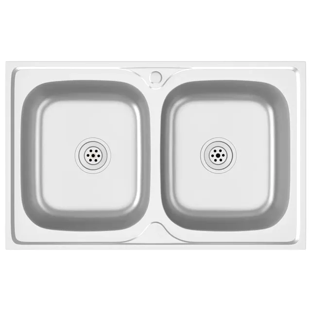 vidaXL Doppelspüle 800x500x155 mm Edelstahl Spüle Silber