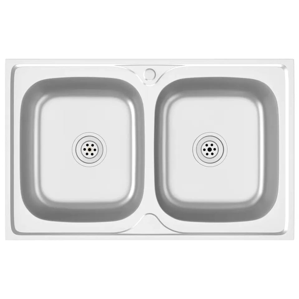 vidaXL Doppelspüle 800x500x155 mm Edelstahl Spüle Silber