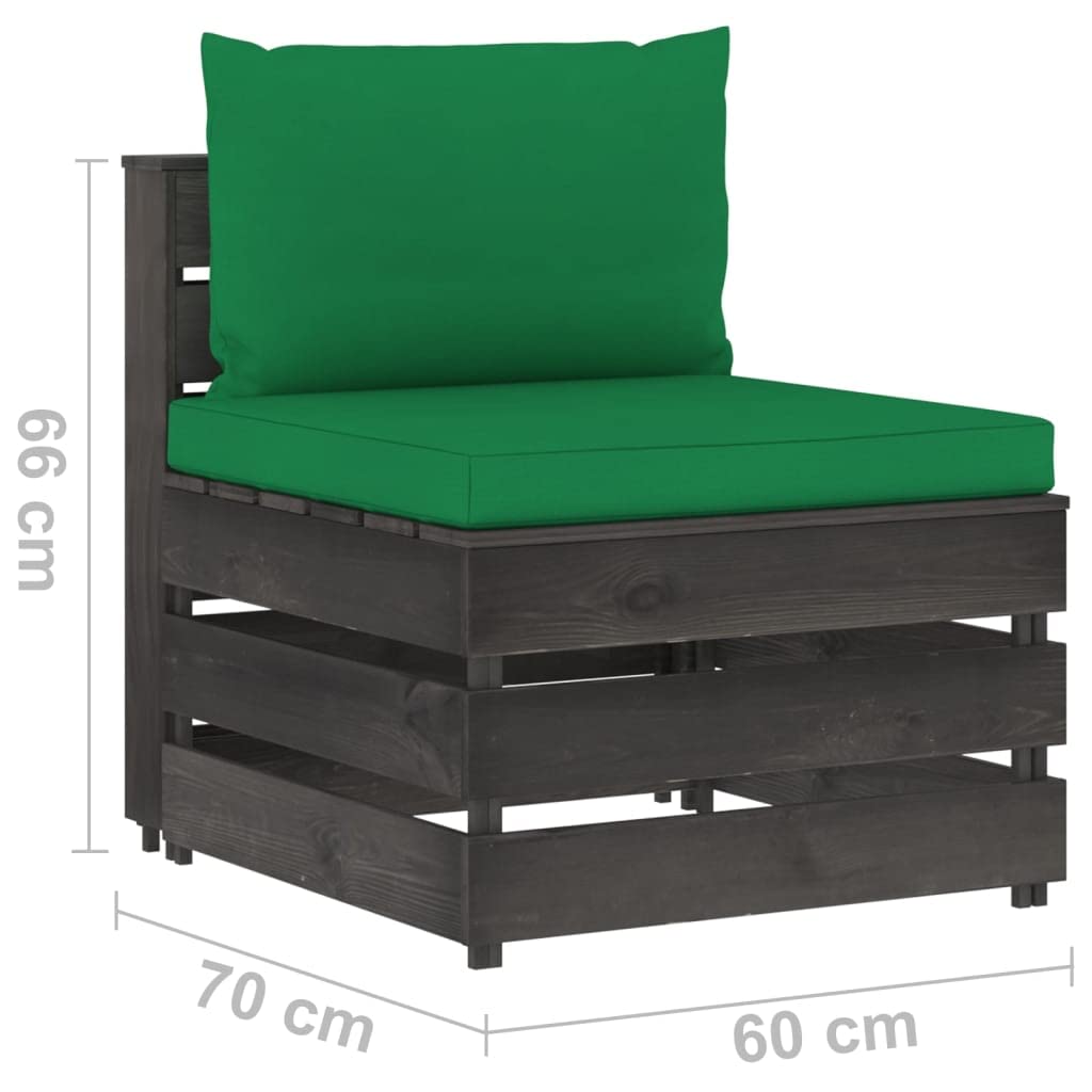 vidaXL Möbel Mittelsofa Palettensofa grün-grau Kiefer imprägniert