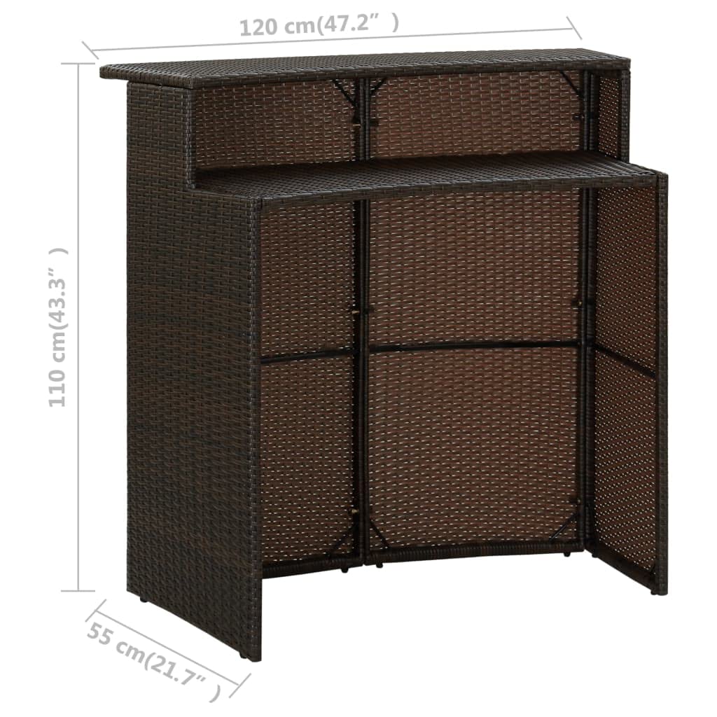 vidaXL Heim & Garten 3-tlg. Gartenbar-Set Rattan Braun