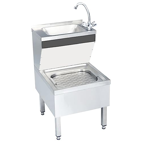 vidaXL Handwaschbecken Edelstahl freistehend 2 Becken Hahn