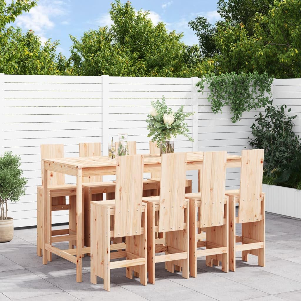 vidaXL 9-TLG. Gartenbar-Set Kiefer Barset Natürliche Kiefer Massivholz