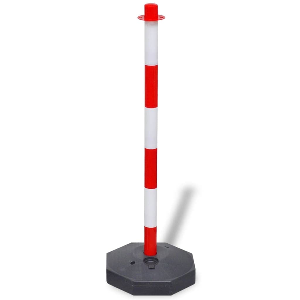 vidaXL Pfosten Set 2x mit Absperrkette 10m Rot Kunststoff