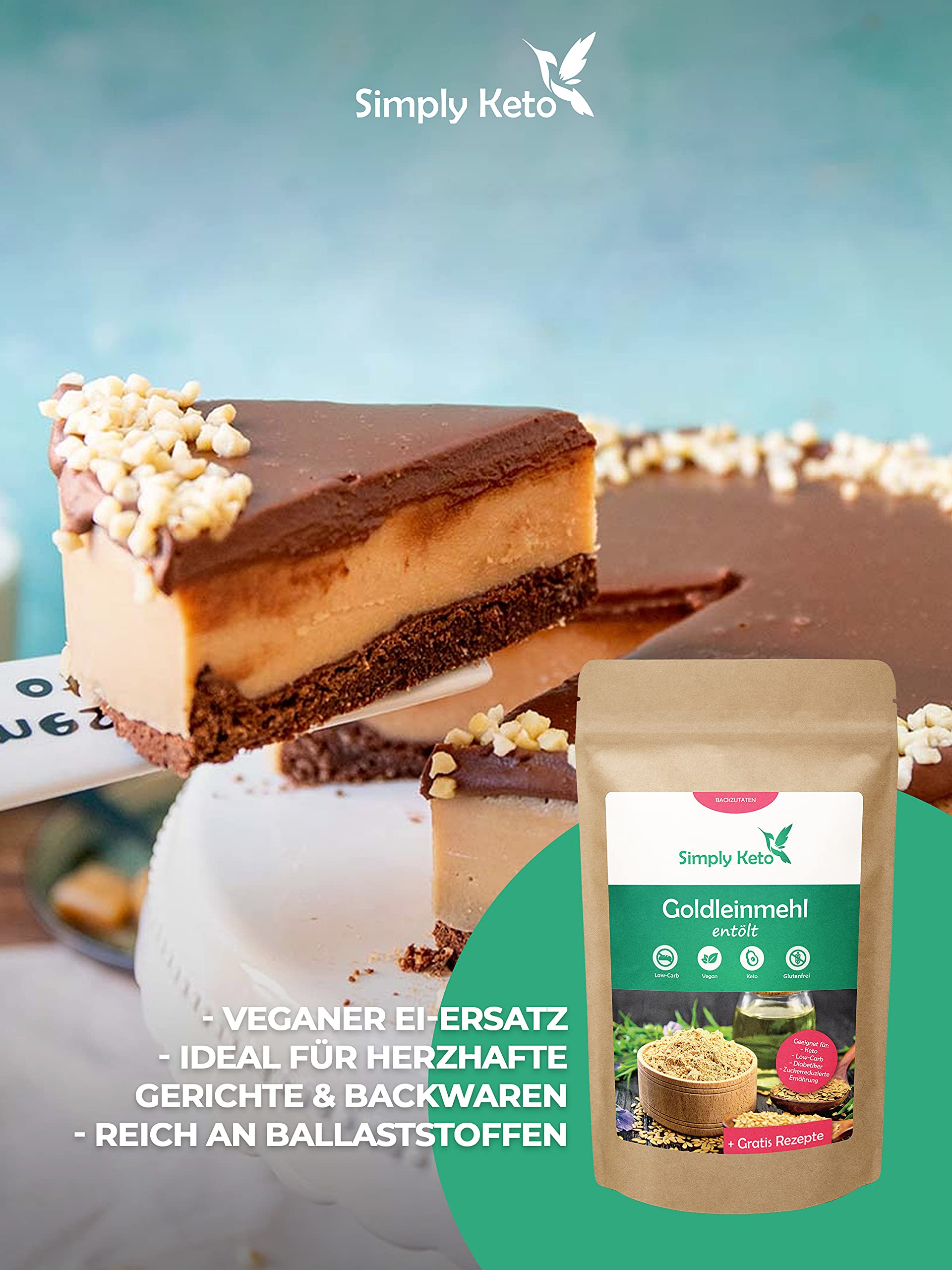 Keto Backzutaten Goldleinsamenmehl Lower Carb 500 g vegan