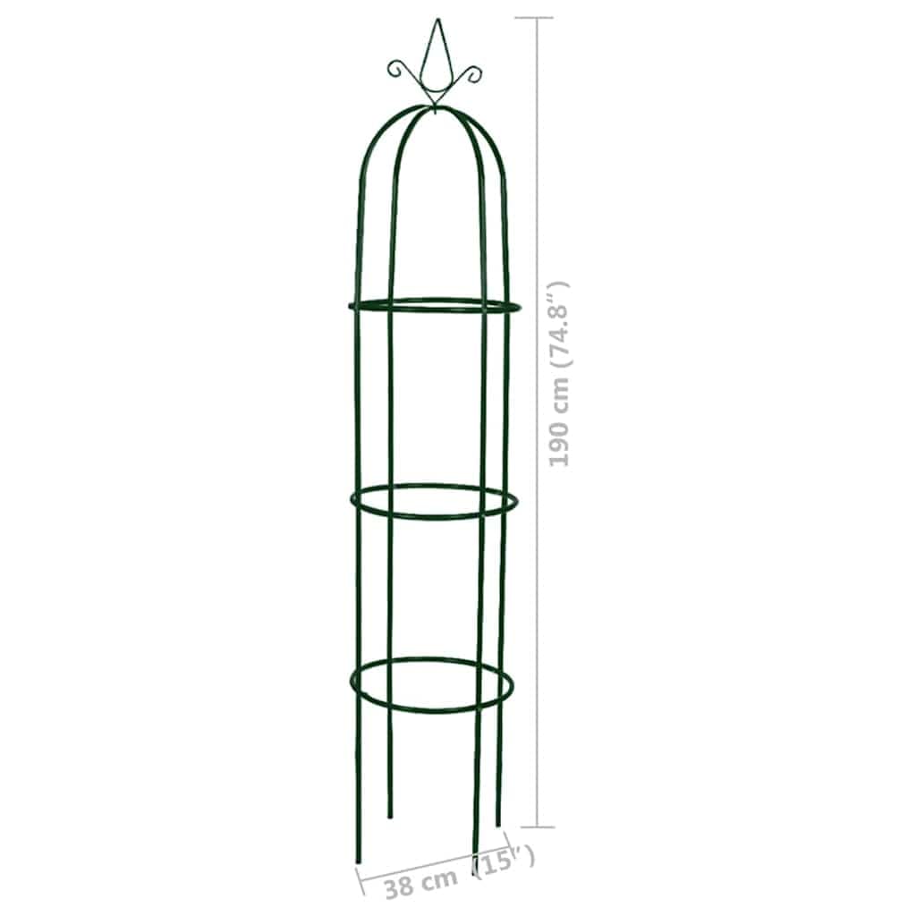 vidaXL Garten-Ranktürme 2 Stk Dunkelgrün 190 cm Eisen