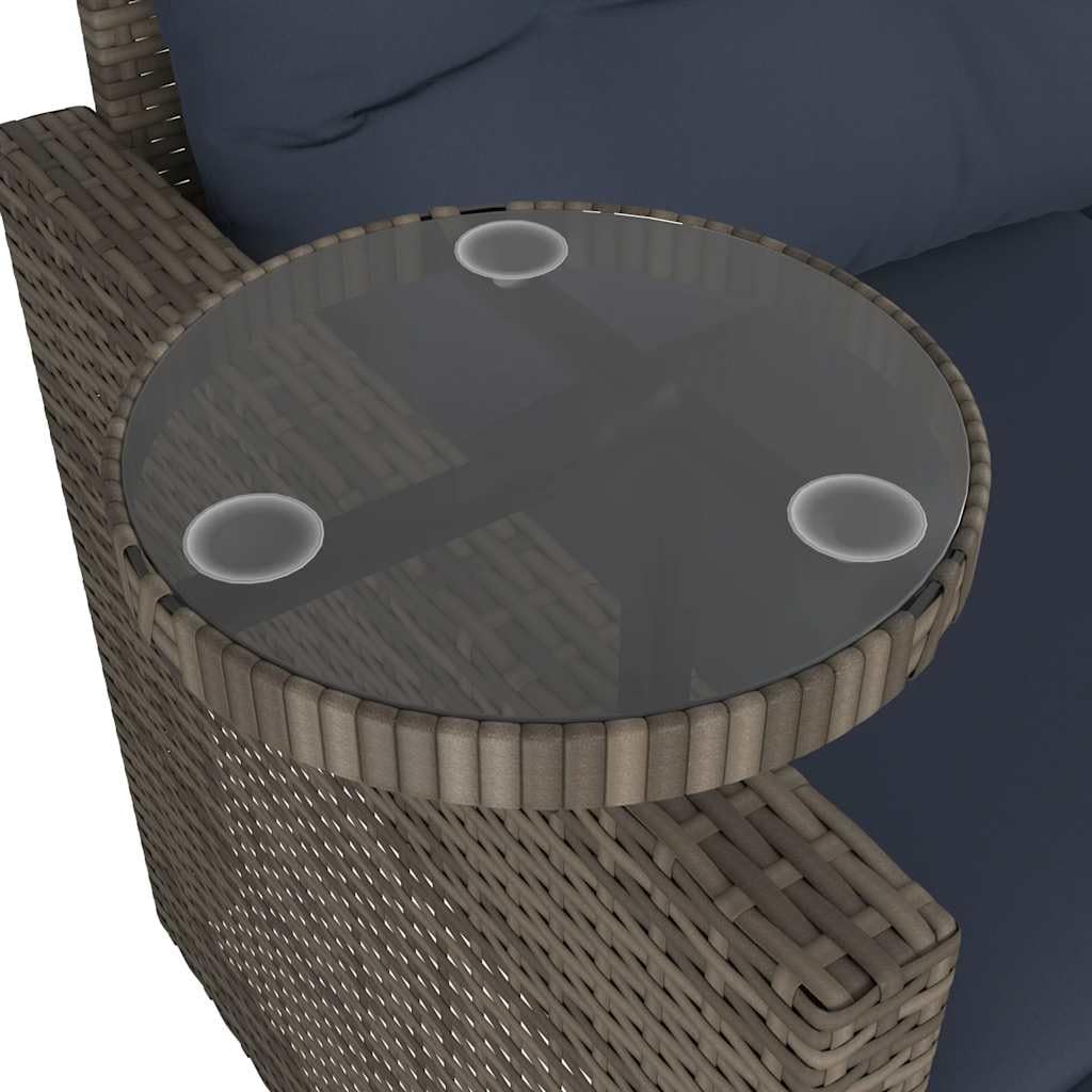 vidaXL Heim & Garten 3-tlg Gartensofa-Set Polyrattan grau mit Kissen
