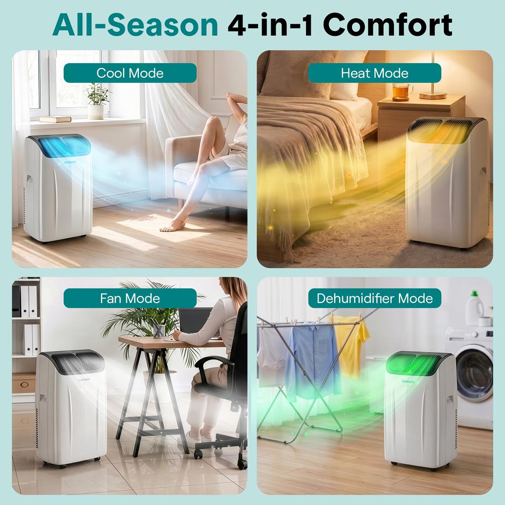 Serenelife Portable AC 16000 BTU Klimagerät Grau WiFi Heizung