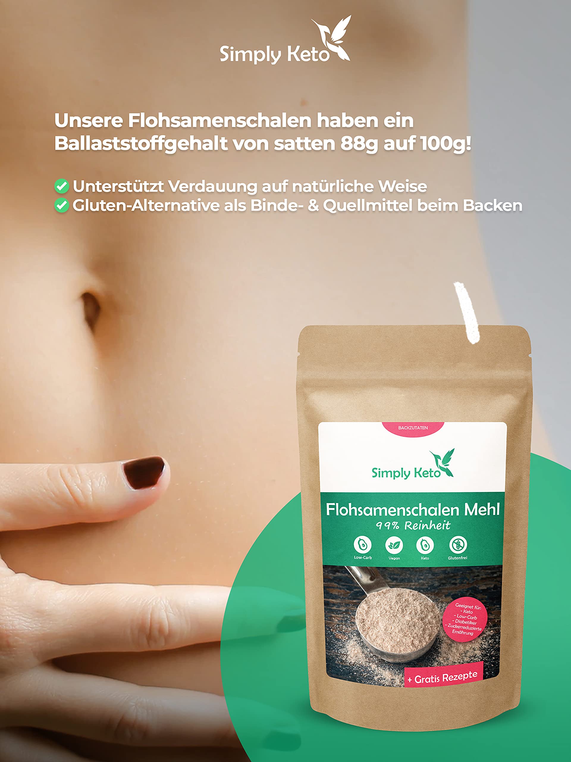 Keto Flohsamenschalen gemahlen 500 g glutenfrei