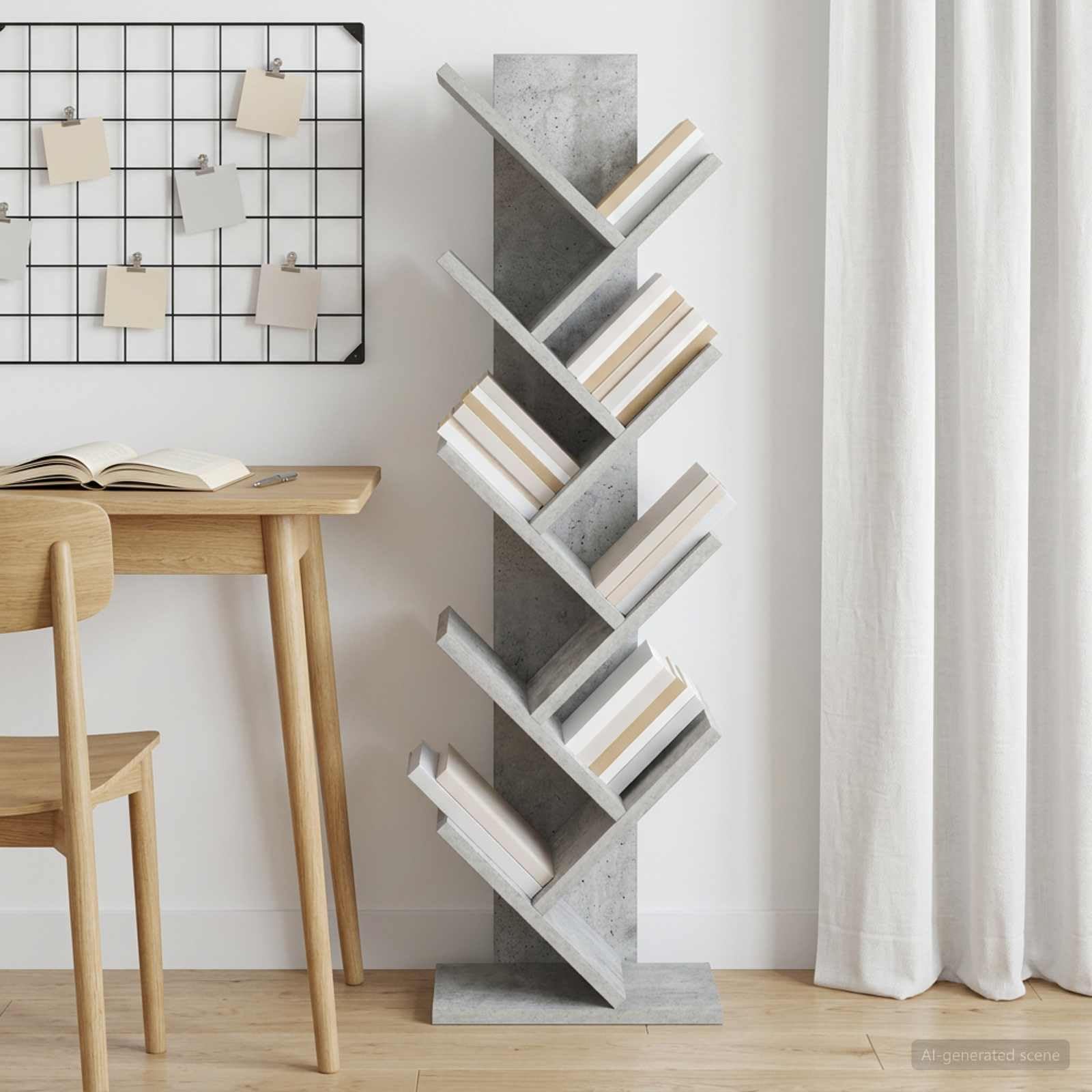 vidaXL Baumbücherregal 6-stufig Standregal Weiß 100 cm