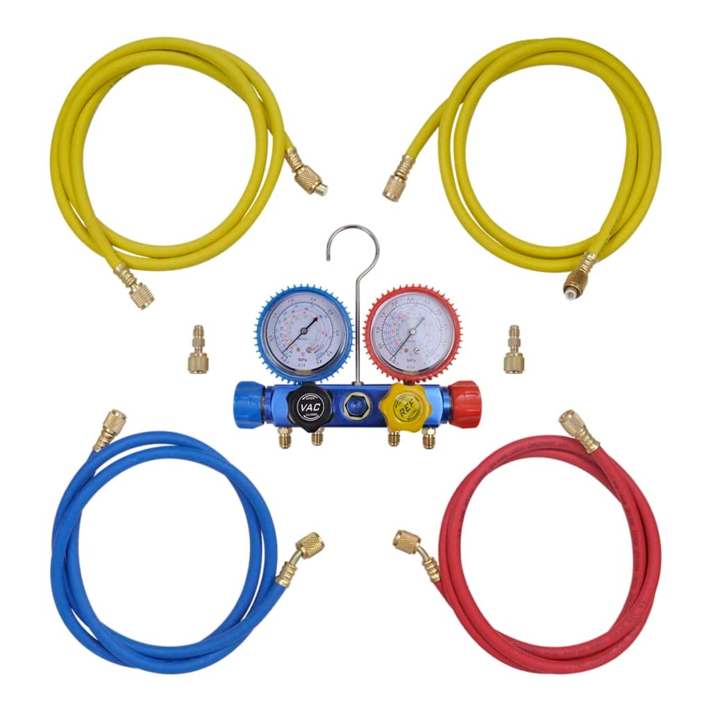 vidaXL Monteurhilfe 4-Wege Manometer R134 R410a R22 R407c