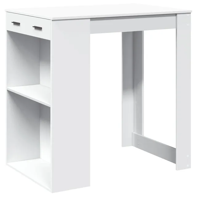 vidaXL Bartisch Weiß 102x70x103,5 cm Stehtisch mit Stauraum