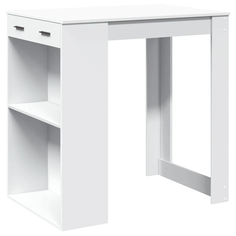 vidaXL Bartisch Weiß 102x70x103,5 cm Stehtisch mit Stauraum