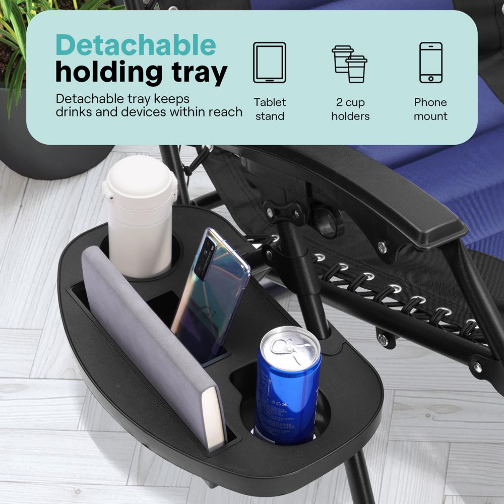 Serenelife Furniture Zero Gravity Liegestuhl blau klappbar