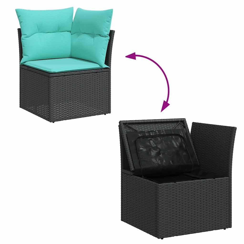vidaXL Heim & Garten 8-tlg Garten-Sofagarnitur Schwarz Poly Rattan