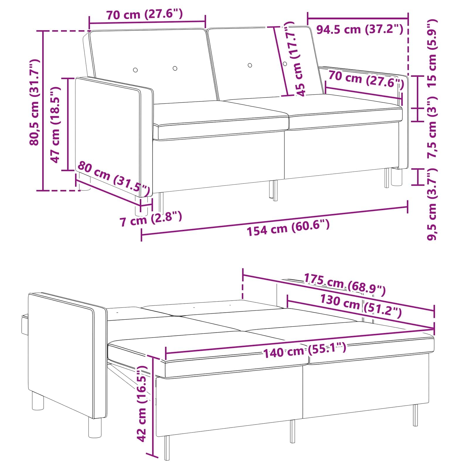 vidaXL Möbel Schlafsofa Ausziehsofa Hellgrün 154 cm Stoff