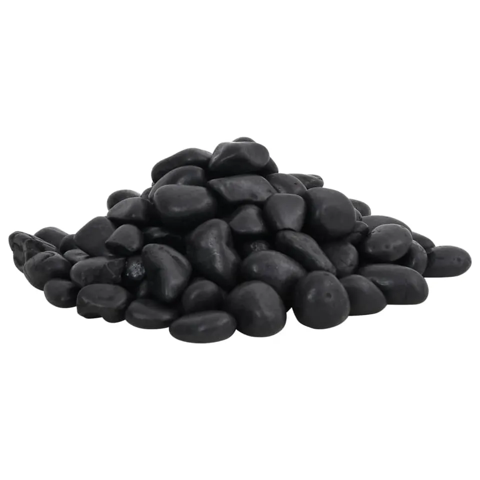 vidaXL Tierbedarf Polierte Kiesel Schwarz 25 kg 2-5 cm