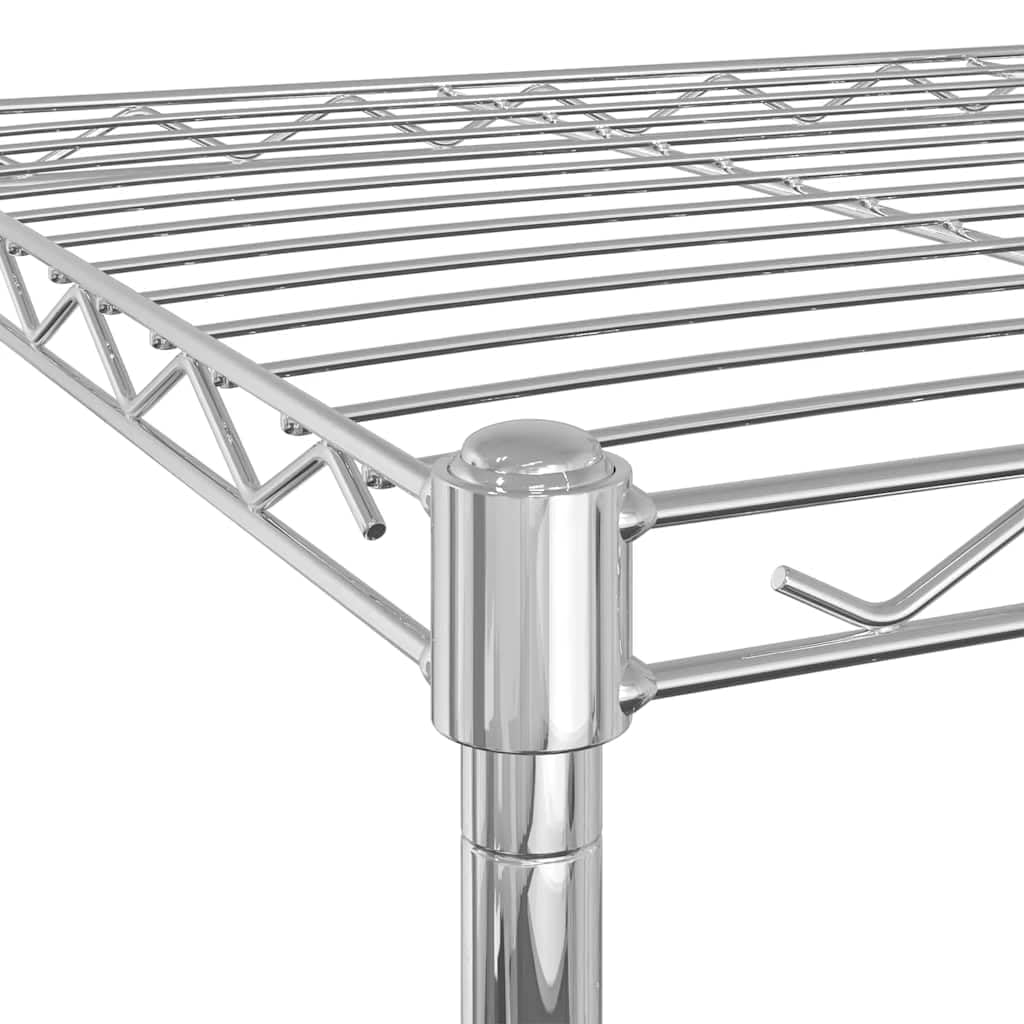 vidaXL Lagerregal Chrom 60x35x81 cm 3 Böden mit Rollen Eisen