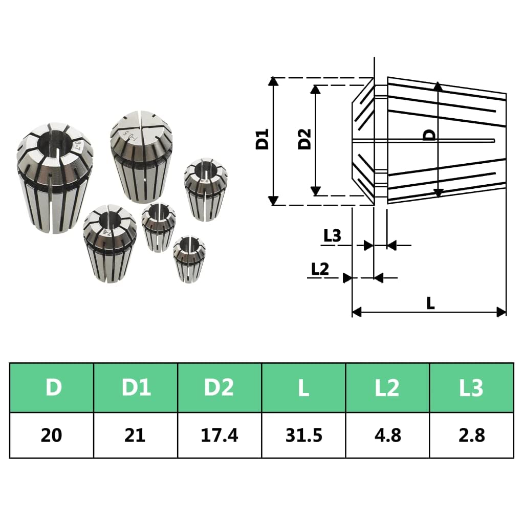 vidaXL Spannzangen Set ER20 13-tlg. 1-13mm Stahl CNC
