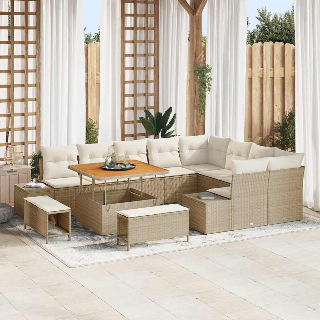 vidaXL Heim & Garten Gartensofa-Set 5-tlg Beige 100 cm Tisch