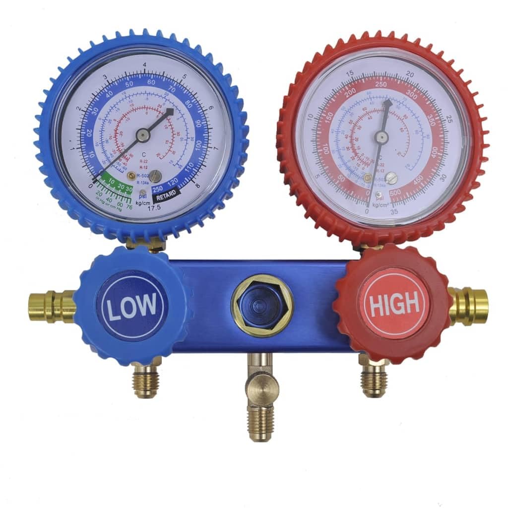 vidaXL Zweiwege-Verteiler-Set Manometer für Klimaanlage