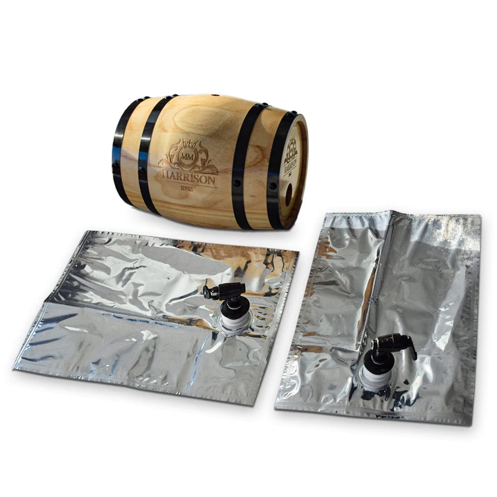 Mikamax Bar Holzfass Spender 3L mit Zapfhahn Holz Natur