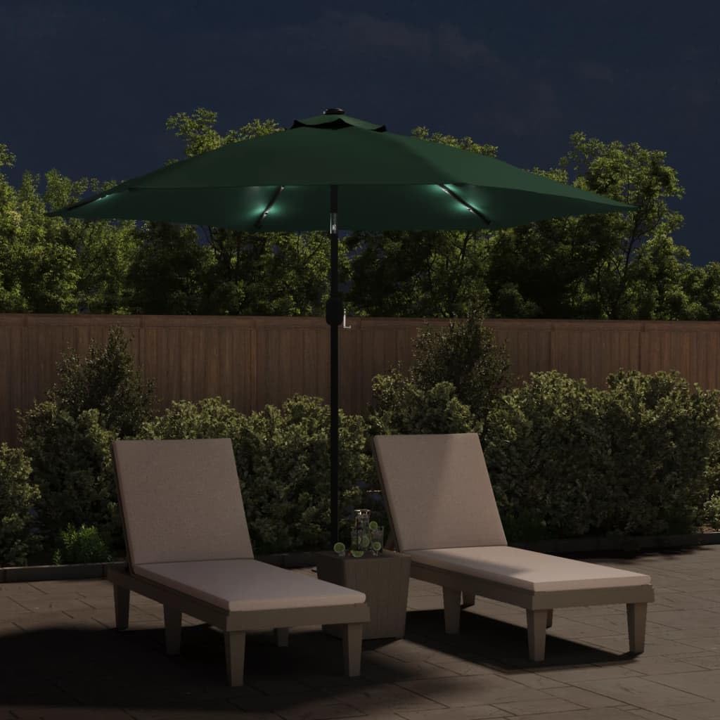 vidaXL Ampelschirm LED 300 cm Stahlmast Grün