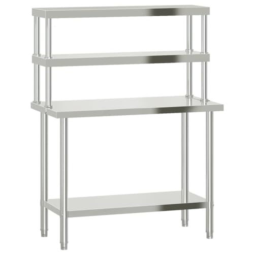 vidaXL Heim & Garten Arbeitstisch 110x55x150 Edelstahl Füße
