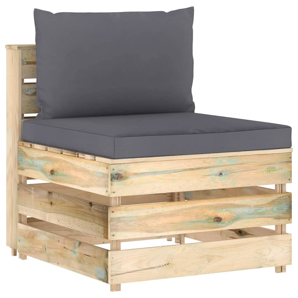 vidaXL Möbel Mittelsofa Palettensofa grün-grau Kiefer imprägniert