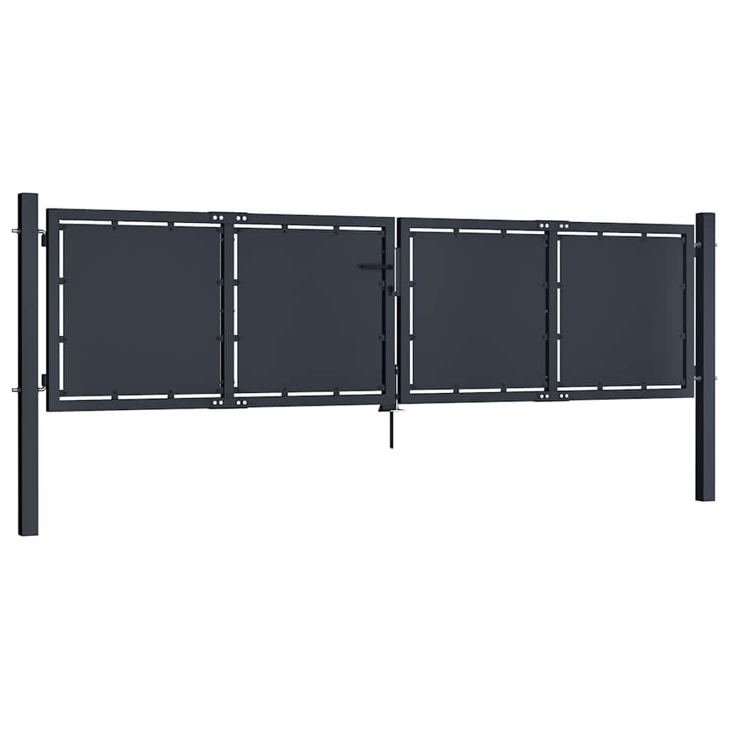 vidaXL Gartentor Doppeltor Stahl Anthrazit 300x125 cm