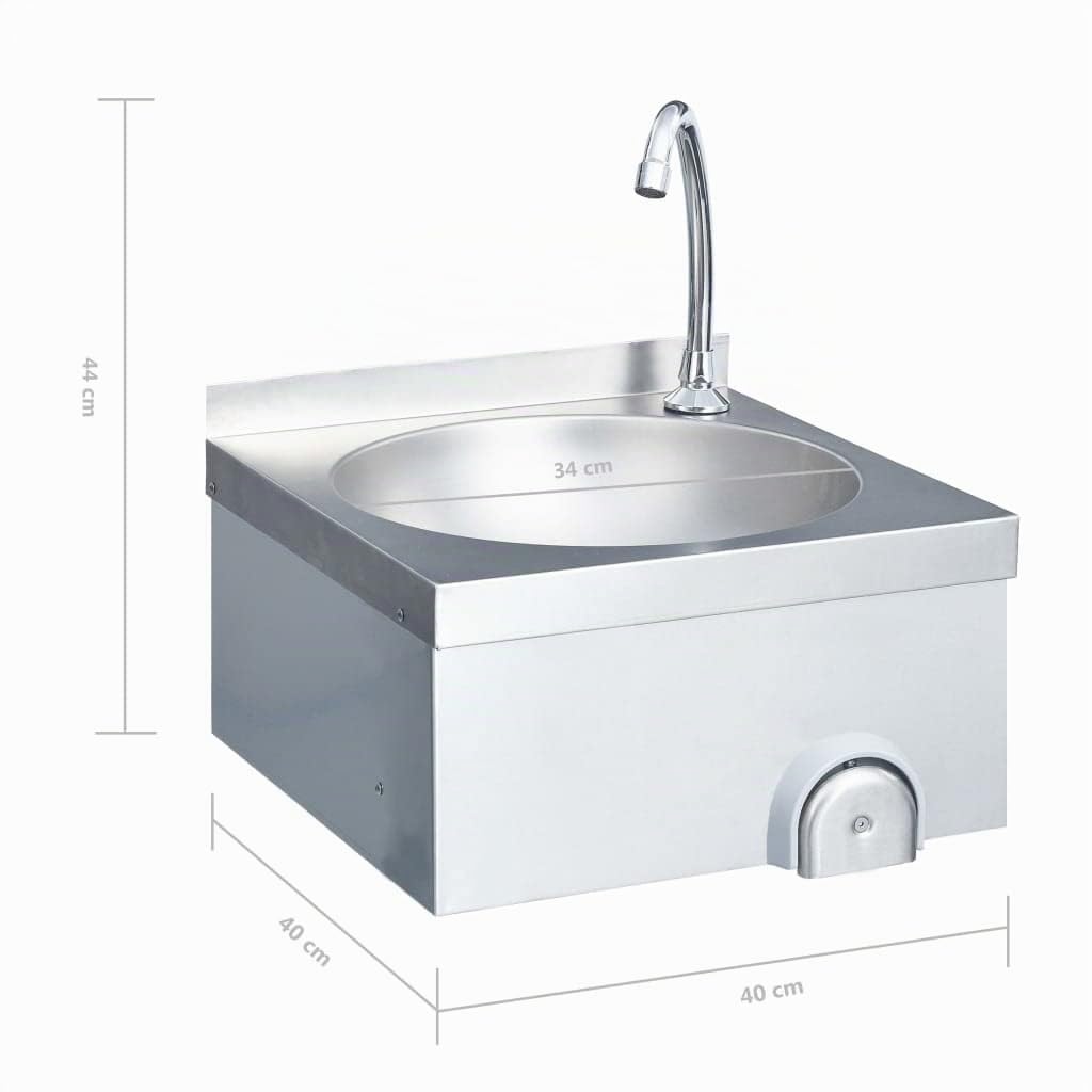 vidaXL Gastro Handwaschbecken Edelstahl Wandmontage Hahn