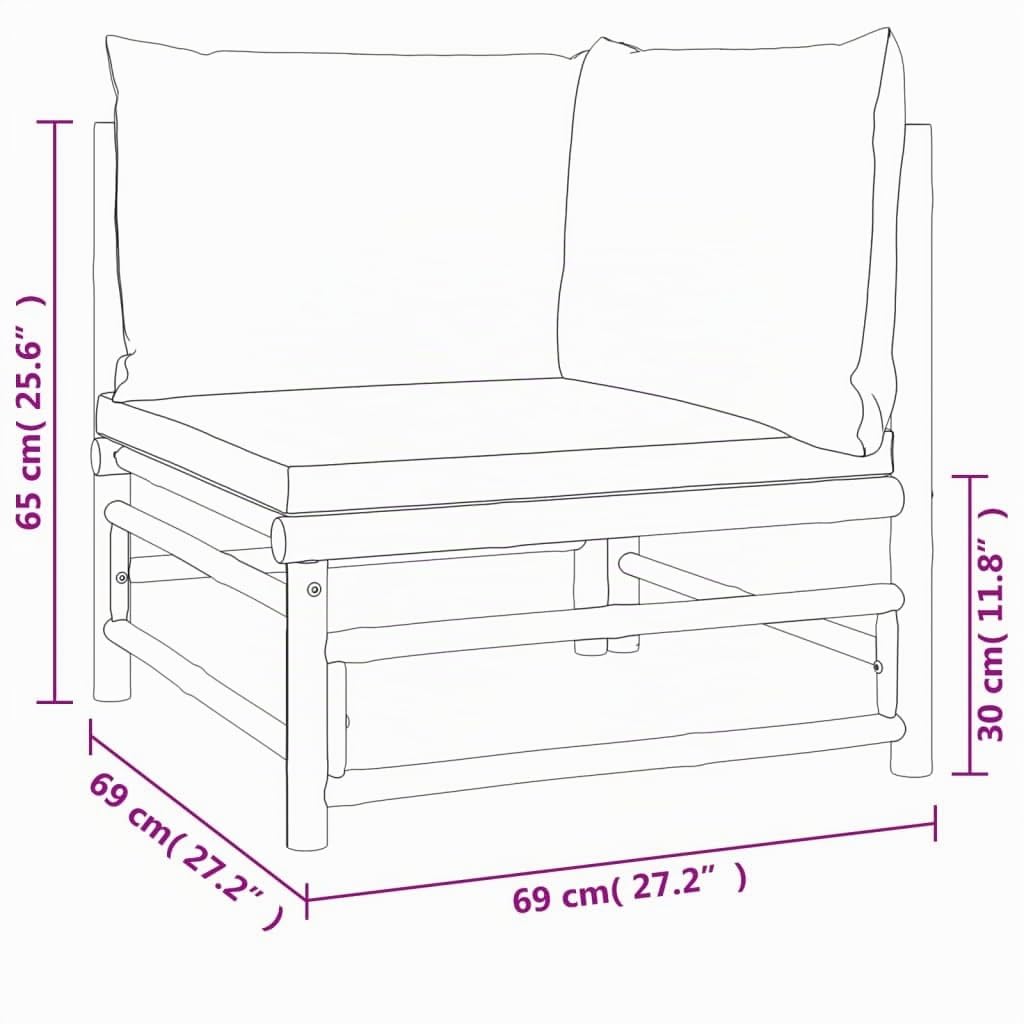 vidaXL Garten-Lounge-Set Bambus Hellgrau 4-teilig